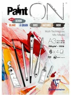 CLAIREFONTAINE Bloc Papier Multi-techniques Paint'On Denim A5 - 250 G - 24 Feuilles