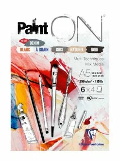 CLAIREFONTAINE Bloc Papier Multi-techniques Paint'On Denim A5 - 250 G - 24 Feuilles