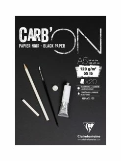 CLAIREFONTAINE Bloc Papier Noir Carbon 120 G - 14,8 X 21 Cm - 20 Feuilles
