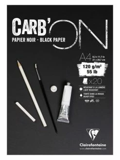 CLAIREFONTAINE Bloc Papier Noir Carbon 120 G - 21 X 29,7 Cm - 20 Feuilles