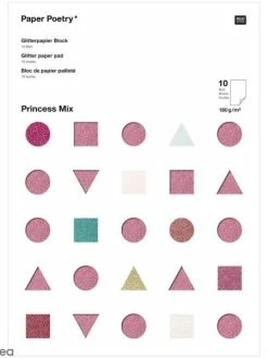 Rico Design Bloc Papier Pailleté Princesse - Rose - 10 Pcs