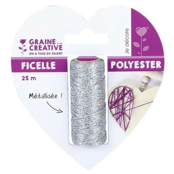 Graine Créative Bobine De Ficelle Métallisée Argent 25 M - String Art 1 Graine Créative Bobine De Ficelle Métallisée Argent 25 M - String Art