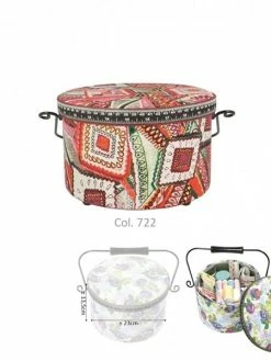 MDC Boîte à Couture Ronde 22x13,5cm Imprimé Cachemire