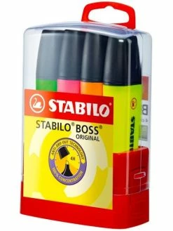 BOSSparade De 4 Surligneurs STABILO BOSS ORIGINAL - Assortiment Fluo