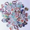 Tricot Créations Bouton De Noël En Bois - Forme Coeur Imprimé - Thème Noël - Lot De 10
