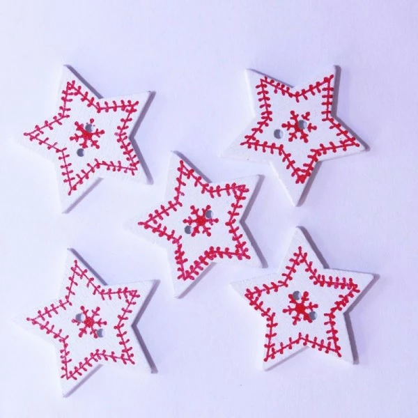 Tricot Créations Bouton De Noël En Bois - Forme Etoile 30mm - Lot De 10 1 Tricot Créations Bouton De Noël En Bois - Forme Etoile 30mm - Lot De 10