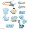 Récréatys Bouton Décoratif à Coller - Naissance Bébé Bleu Garçon - 12 Pcs