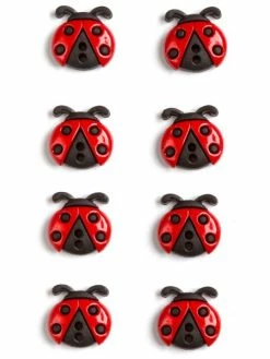 Récréatys Bouton Décoratif - Coccinelles Rouges - 8 Pcs