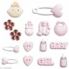 Récréatys Bouton Décoratif - Naissance Rose - Naissance Baby Girl X 15