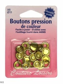 Couture Loisirs Bouton Pression Doré 11 Mm - 6 Pcs