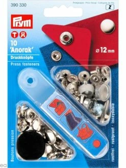 Bouton Pression Prym Anorak - 12 Mm Argenté - 10 Pcs