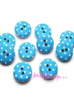MlleScrap Boutons Bois Bleu - 10 Pièces