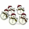 MlleScrap Boutons Bois Bonhommes De Neige - 5 Pièces