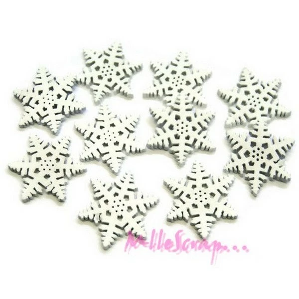 MlleScrap Boutons Bois Flocons De Neige - 10 Pièces 1 MlleScrap Boutons Bois Flocons De Neige - 10 Pièces
