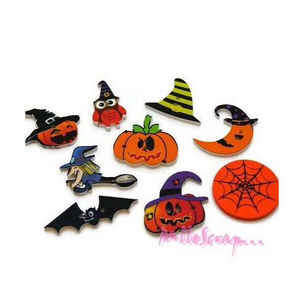 MlleScrap Boutons Bois Halloween Multicolore - 9 Pièces 1 MlleScrap Boutons Bois Halloween Multicolore - 9 Pièces