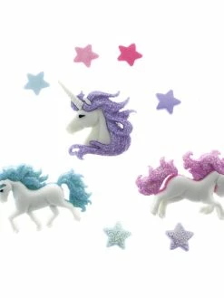 Récréatys Boutons Décoratifs - Licornes Pailletées - 3 Pcs