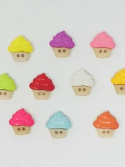 Tricot Créations Boutons En Forme De Gâteaux/Cupcake Multicolore 16mm - Lot DE 25