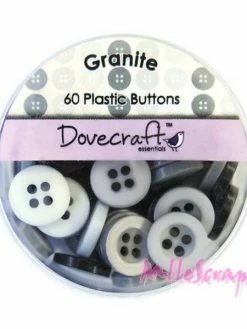 Boutons Gris - Dovecraft - 60 Pièces