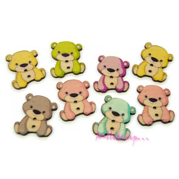 MlleScrap Boutons Oursons Bois - 8 Pièces 1 MlleScrap Boutons Oursons Bois - 8 Pièces