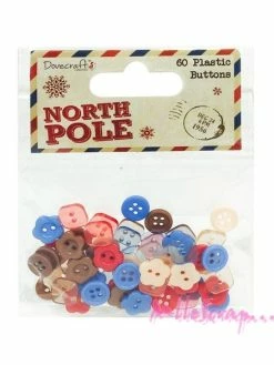 Boutons Plastique Noel - Dovecraft - 60 Pièces
