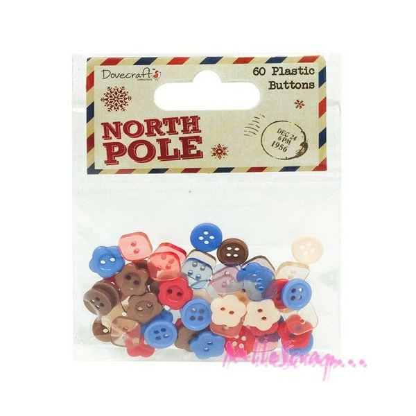 Boutons Plastique Noel - Dovecraft - 60 Pièces 1 Boutons Plastique Noel - Dovecraft - 60 Pièces