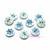 MlleScrap Boutons Ronds Flocons De Neige Bois Bleu, Blanc - 10 Pièces