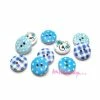 MlleScrap Boutons Ronds Tons Bleu Bois - 10 Pièces