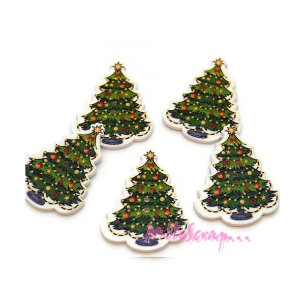 MlleScrap Boutons Sapins De Noel Bois Multicolore - 5 Pièces 1 MlleScrap Boutons Sapins De Noel Bois Multicolore - 5 Pièces