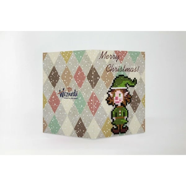 Wizardi Broderie Diamant Kit- Joyeux Noël (elfe) WC0426 1 Wizardi Broderie Diamant Kit- Joyeux Noël (elfe) WC0426