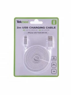 Câble Pour IPhone 5 6 7 8 X XS XR 11 12 2 Mètres Blanc Tekmee