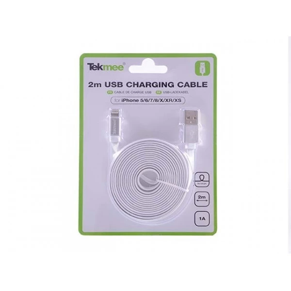 Câble Pour IPhone 5 6 7 8 X XS XR 11 12 2 Mètres Blanc Tekmee 1 Câble Pour IPhone 5 6 7 8 X XS XR 11 12 2 Mètres Blanc Tekmee