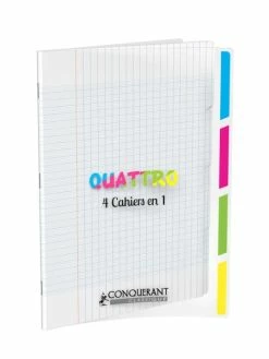 Conquérant Classique Cahier 24x32 140 Pages 4 En 1 Séyès Polypro Incolore - Conquérant