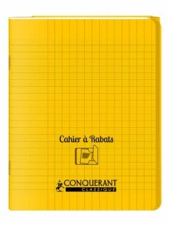 Conquérant Classique Cahier à Rabats 17x22 - 96 Pages - Séyès - Polypro Jaune