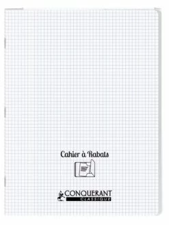 Conquérant Classique Cahier à Rabats 24x32 - 96 Pages - 5x5 - Polypro Incolore