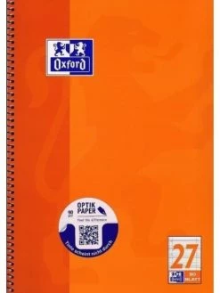 Cahier à Spirales A4+, Ligné+2 Marges, 160 Pages Orange - Oxford