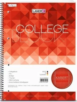 LANDRÉ Cahier à Spirales "collège" - 160 Pages - A4 - 5x5 + 2M - Landré