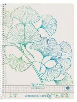 Cahier Spiralé GREENline "Ginkgo" - A4 - 5x5 + M - Herlitz