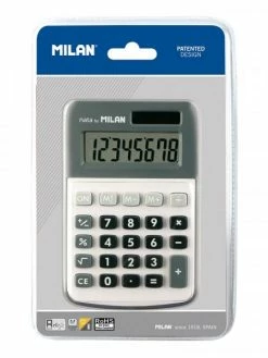 Calculatrice De Bureau - 8 Chiffres - Blanc Et Gris - Piles Et Solaire - Milan