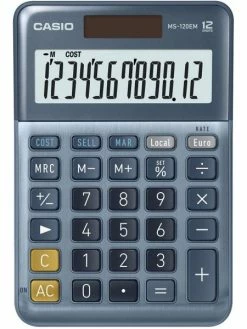 Calculatrice De Bureau Casio MS-120EM Batterie Solaire Bleu