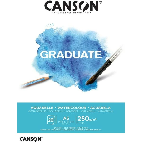 CANSON - Bloc De Dessin "Graduate Aquarelle" - A5 - Blanc 1 CANSON - Bloc De Dessin "Graduate Aquarelle" - A5 - Blanc