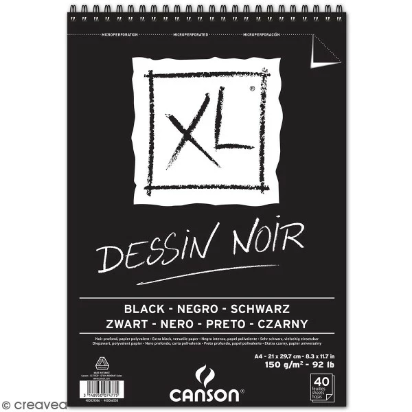 Carnet A4 Canson XL - Dessin Noir - 40 Feuilles 1 Carnet A4 Canson XL - Dessin Noir - 40 Feuilles