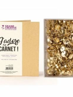 Youdoit Carnet Kraft 18 X 13 Cm à Spirales Papier Noir + 150 Punaises Dorées