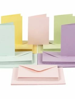 Creativ Company Cartes 10,5 X 15 Cm Et Enveloppes - Assortiment Pastel - 50 Sets