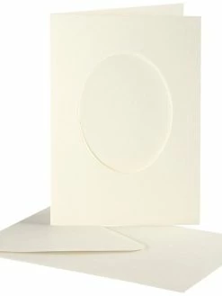 Creativ Company Cartes Cadres Ovales Et Enveloppes Blanches - 10,5 X 15 Cm - 10 Pcs