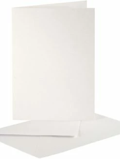 Creativ Company Cartes Carrées Nacrées 10,5 X 15 Cm Et Enveloppes - Blanc Crème - 10 Sets