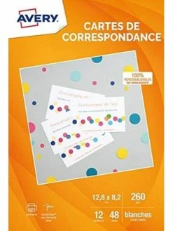 Avery Cartes De Correspondance - 128 X 82 Mm - Blanc Mat