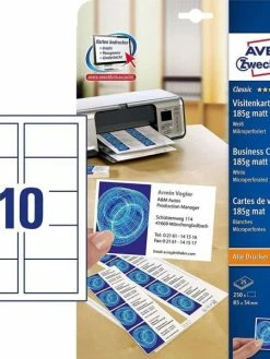 Avery Cartes De Visite "Quick&Clean" - 185 G/m² - Blanc Mat