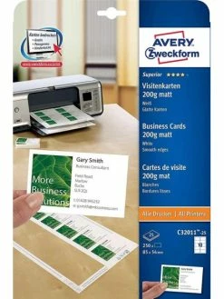 Avery Cartes De Visite "Quick&Clean" - 200 G/m² - Blanc Mat