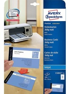 Avery Cartes De Visite "Quick&Clean" - 260 G/m² - Blanc Mat
