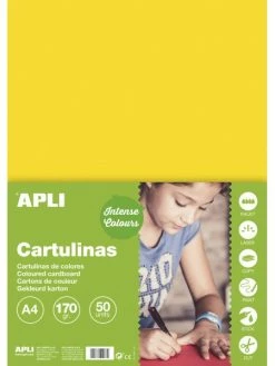 Apli Agipa Carton De Couleur Jaune A4 170 G 50 Feuilles - Apli
